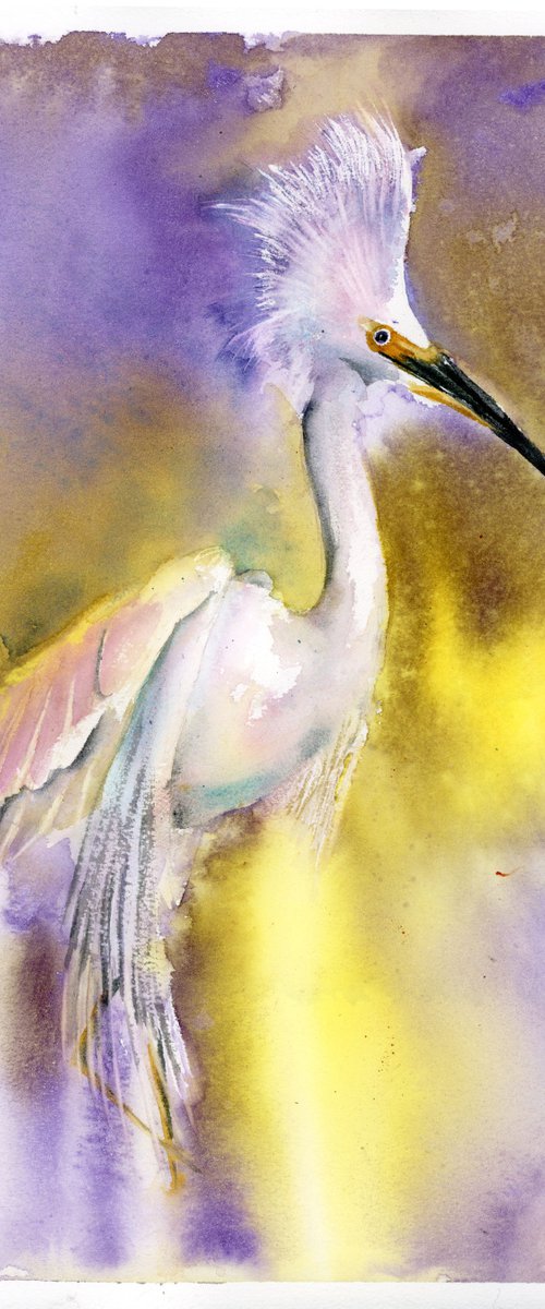 Heron in violet and yellow colors by Olga Tchefranov (Shefranov)