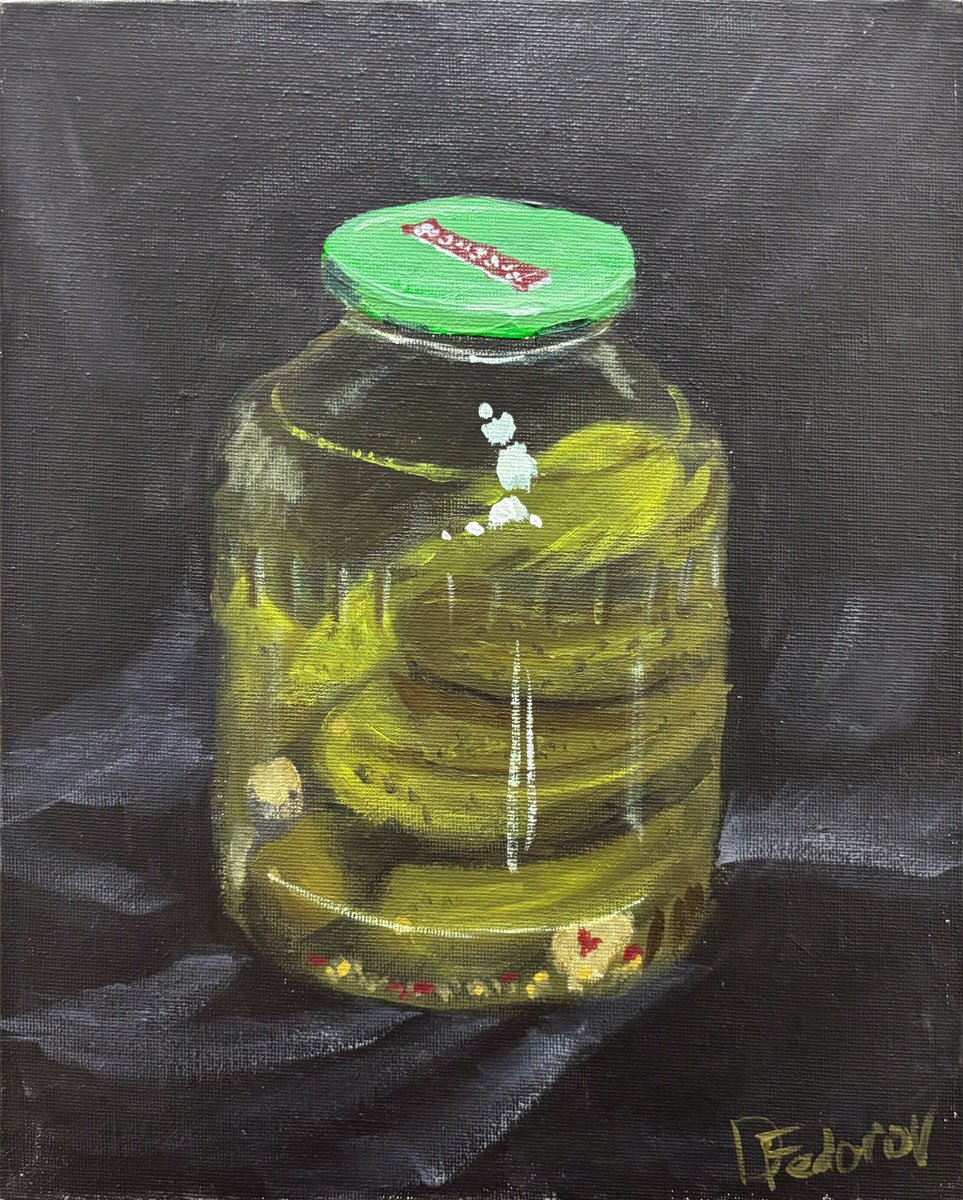Jar Of Pickles Still Life By Dmitry Fedorov, 9 X 12, Artwork For Sale On Artfinder