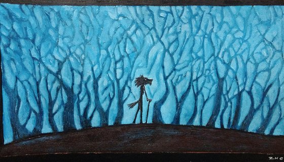 elderly werewolf and the night forest.