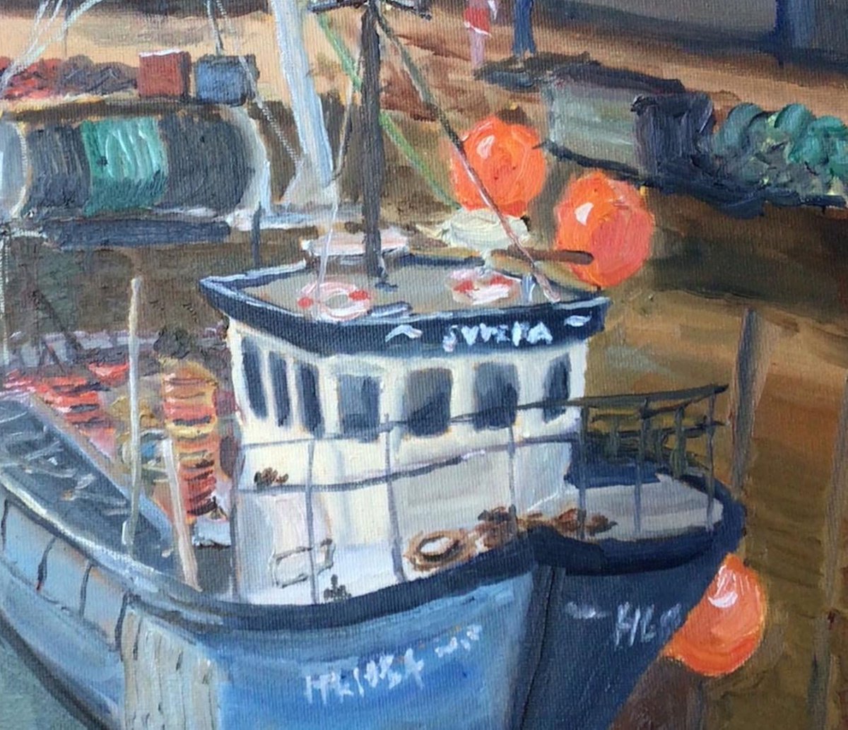 Fishing boat at Whitstable Harbour An original oil painting!