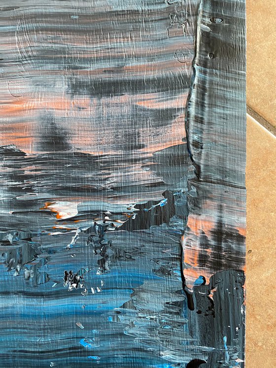 "Tower Of Ghosts" - FREE USA SHIPPING - Original PMS Abstract Acrylic Painting On Reclaimed, Upcycled Wood - 20" x 48"