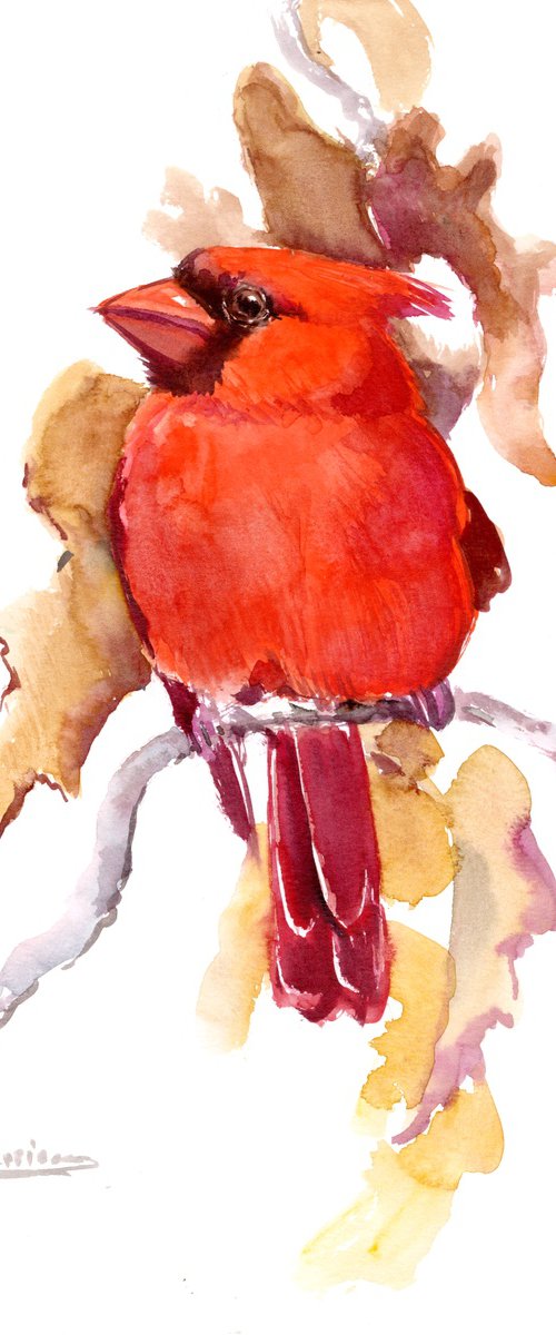 Cardinal Bird in the Fall by Suren Nersisyan