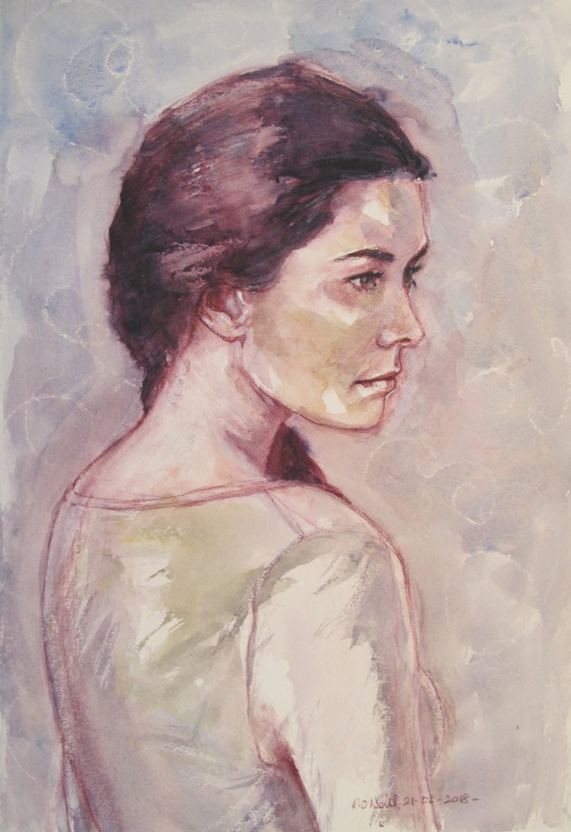 Impressionistic Watercolour , Portrait Of A Woman By Rory O - ?neill, 11 X 15, Artwork For Sale On Artfinder