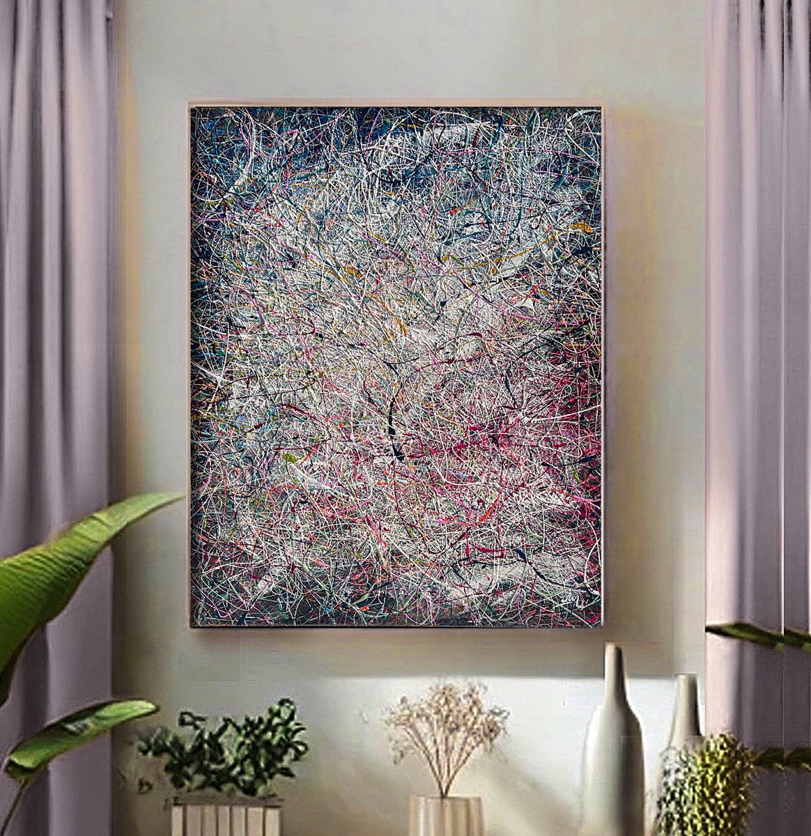 Impressionistic Abstract Acrylic Painting By Nadiia Antoniuk, 31 X 39", The Way Light Falls, Original Artwork