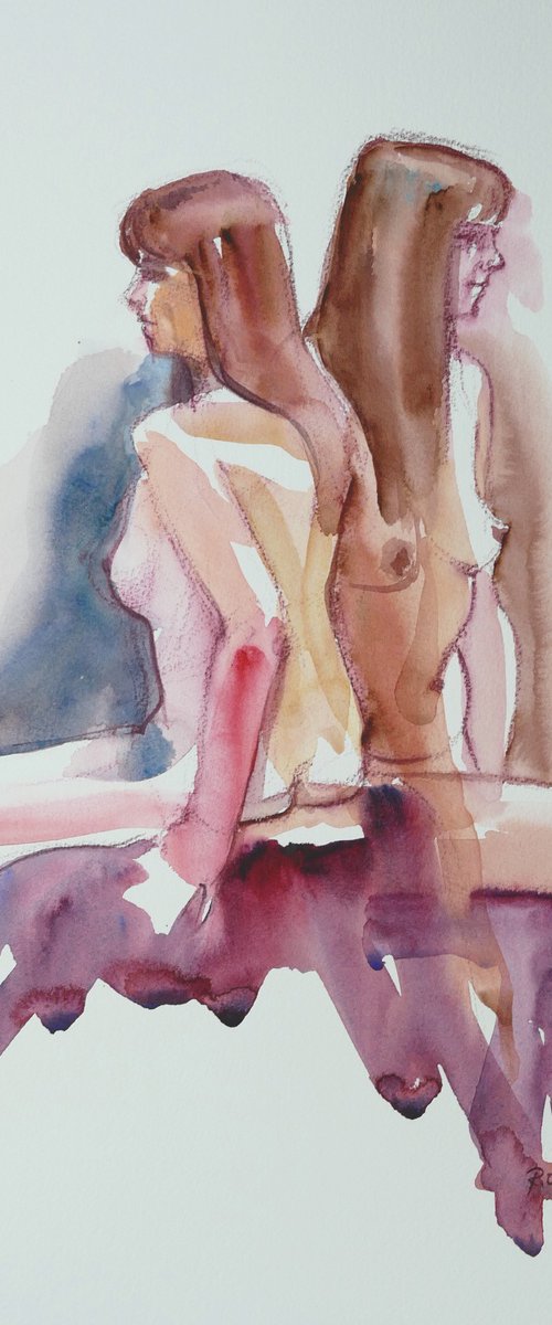 seated female nude 2 poses by Rory O’Neill