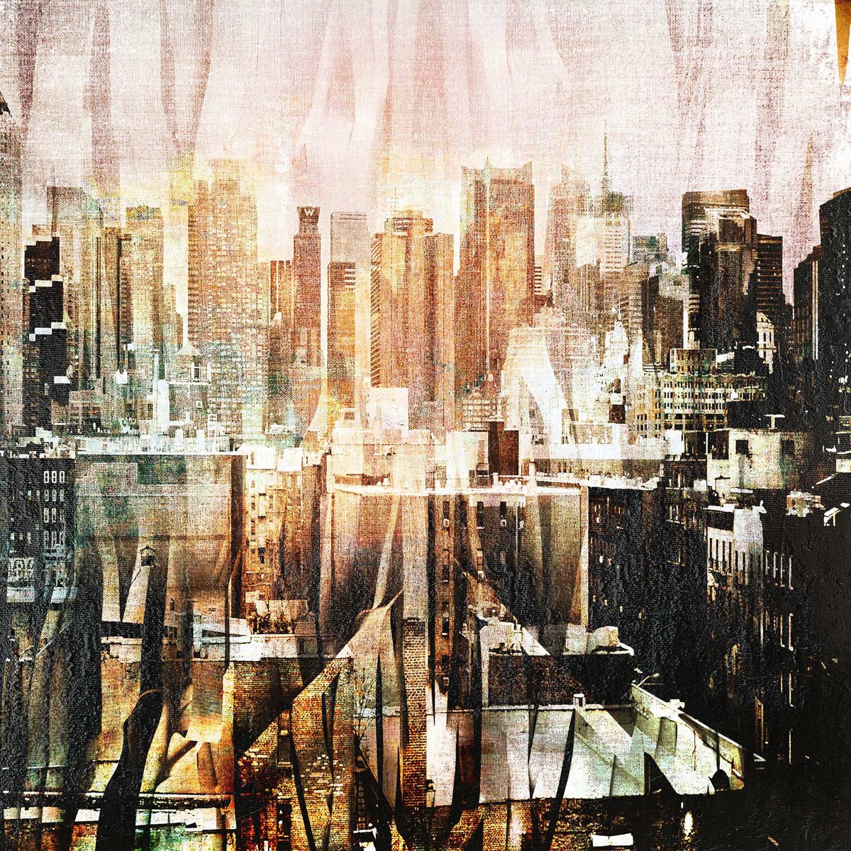 Impressionistic Cityscapes Acrylic Painting By Dario Moschetta, 28 X 28, New York 54.2022, Original Artwork