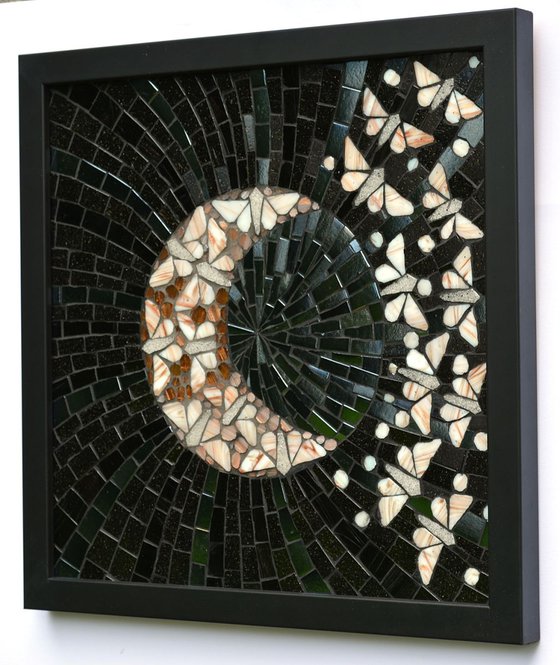 Moths on the Moon - (Part 2) "Crescent Moon" glass mosaic