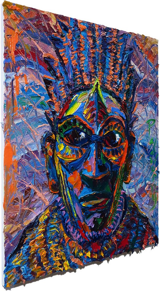 Original Oil Painting African Mask