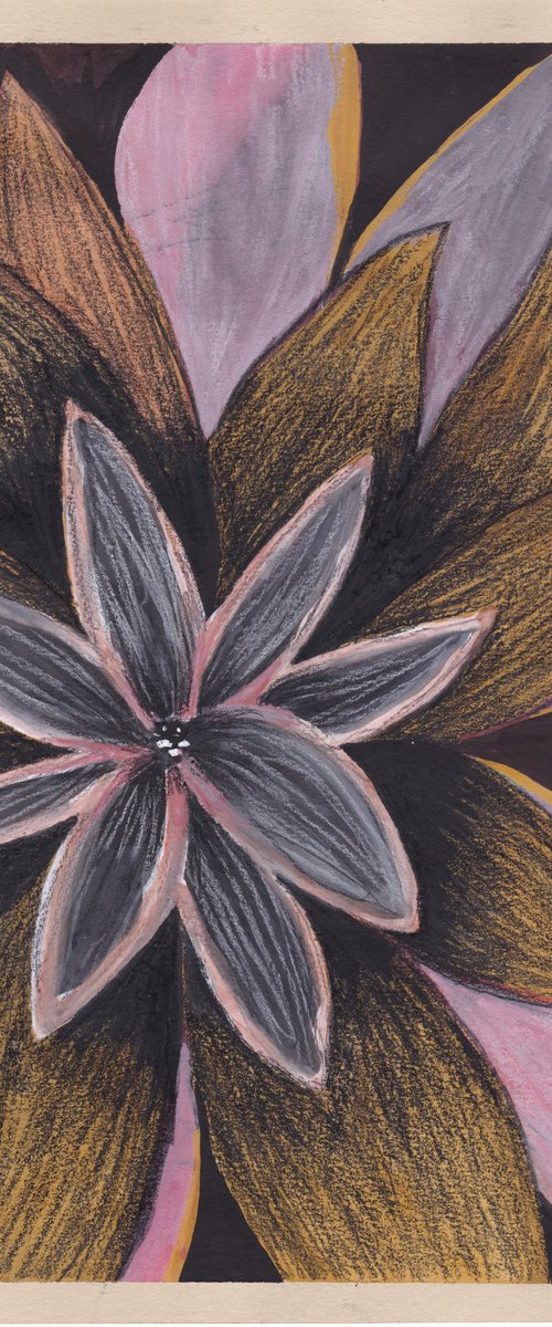 Original Abstract Gouache & Coloured Pencil Painting 'Blooms From the Concrete' by Stacey-Ann Cole