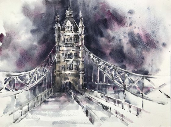 Tower bridge. one of a kind, original painting