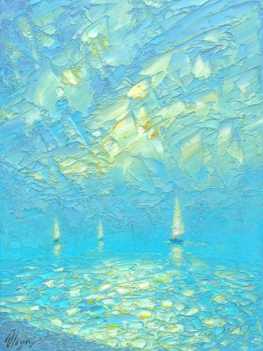 Impressionistic Landscape Oil Painting By Dmitry Oleyn, 12 X 16, Sea, Original Artwork