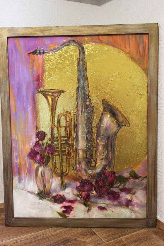 Still life with musical instruments.