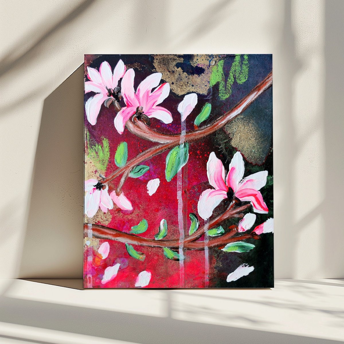 Organic Landscape Painting By Poovi Art, 8 X 10", Scars To Your Beautiful 01, Original Artwork