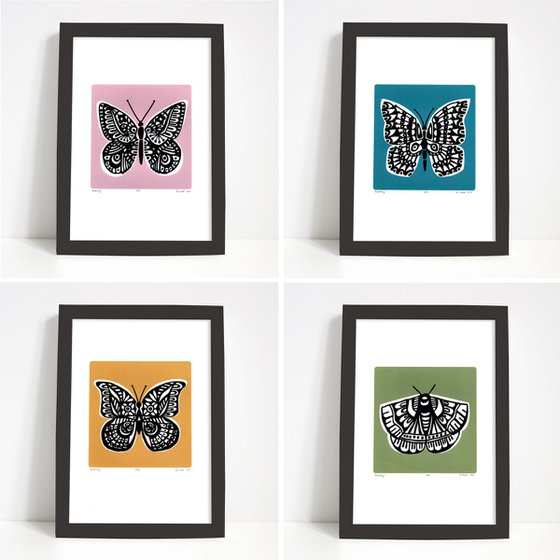 Butterfly in Powder Pink - Framed - FREE UK Delivery