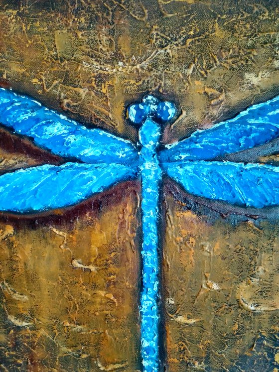 Blue dragonfly, 40x40 cm.