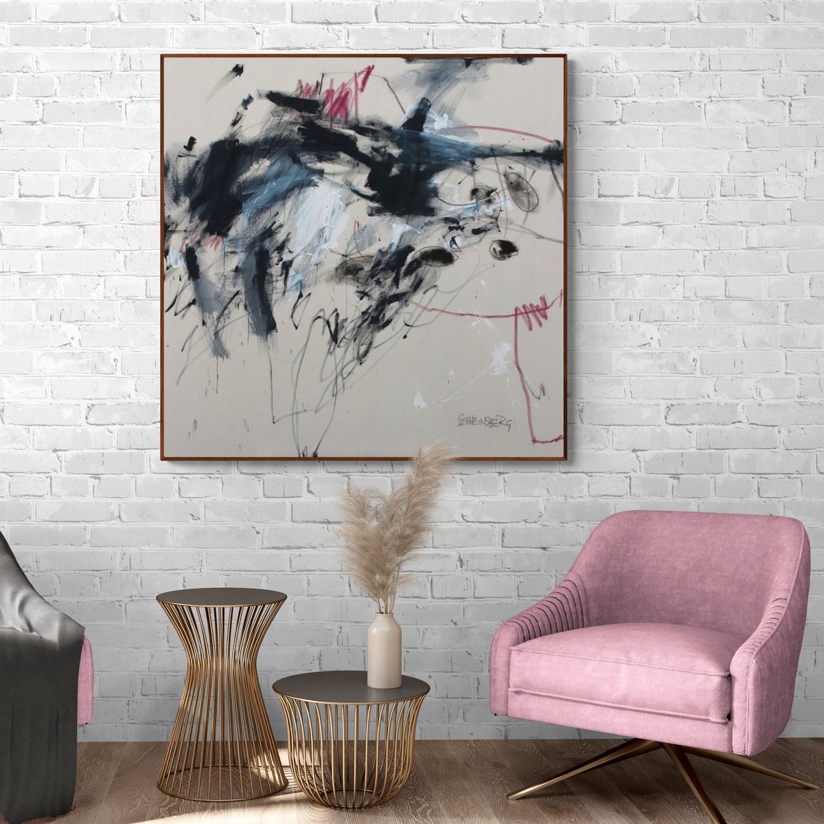 Expressive Abstract Painting By Daniela Schweinsberg, 47 X 47, Unwritten Letters, Original Artwork