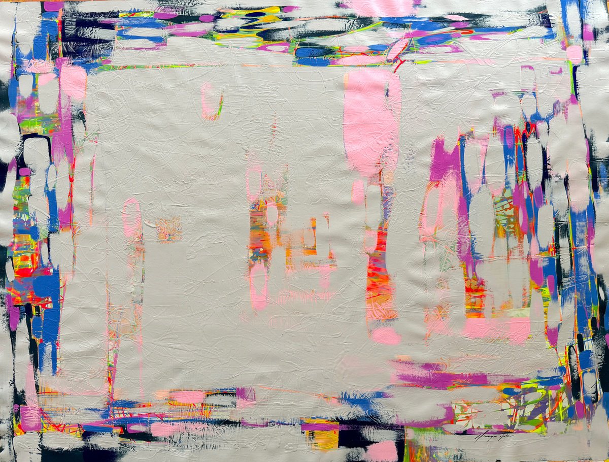 Abstract Oil Painting By Vahe Yeremyan, 56 X 42", Adrift 3, Original Artwork