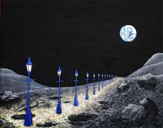 moon 10: full earth : streetlights