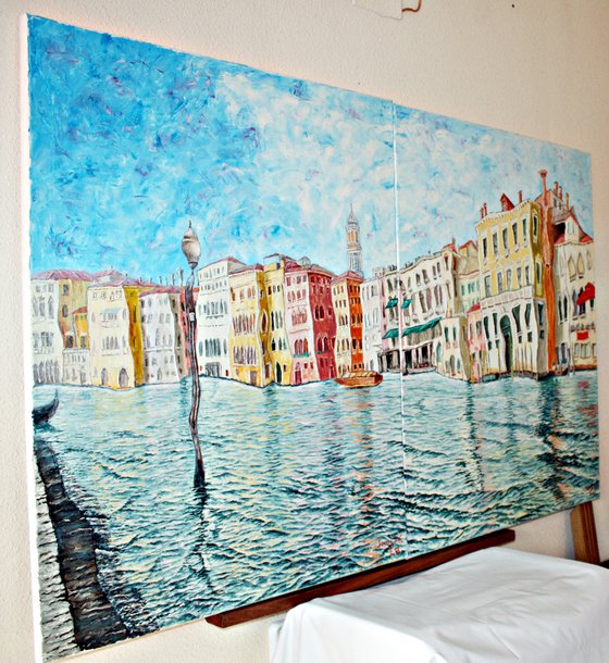 Grand Canal from Erberia field. Venice. Diptych. (Two paintings).Gran Canal desde campo Erberia. Venecia. Diptico.(Dos cuadros).