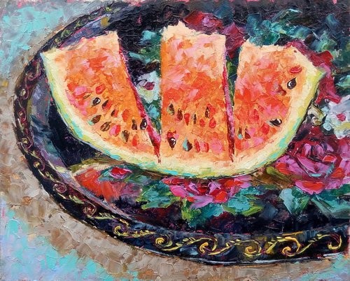Watermelon on a tray by Valerie Lazareva