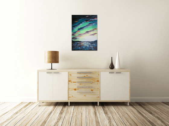 ABSTRACT green LANDSCAPE #2. (ABSTRACT PAINTING, GIFT IDEA, LARGE GIFT IDEA, OFIVE DECORATION. HOME DECORATION)