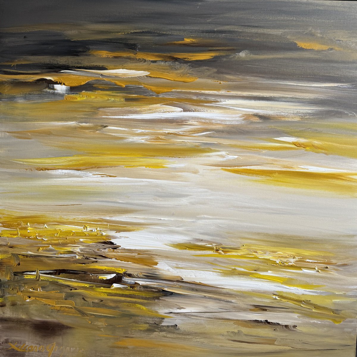 Abstract Acrylic Painting By Liliana Gigovic, 36 X 36", Whispers Of Dawn, Original Artwork