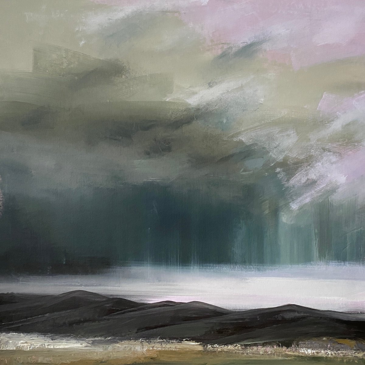 Impressionistic Landscape Acrylic Painting By Helen Mount, 24 X 24, Melodies Of Rain/5, Original Artwork