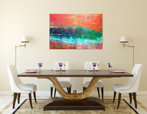 Sky fall - large abstract palette knife painting