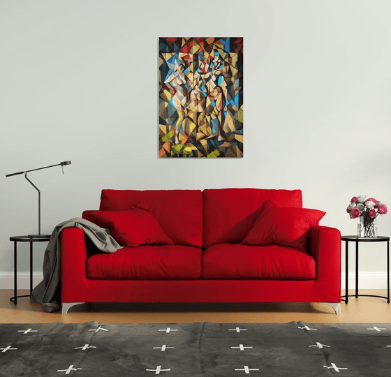 Checkroom(70x100cm, cubism, oil painting, ready to hang)