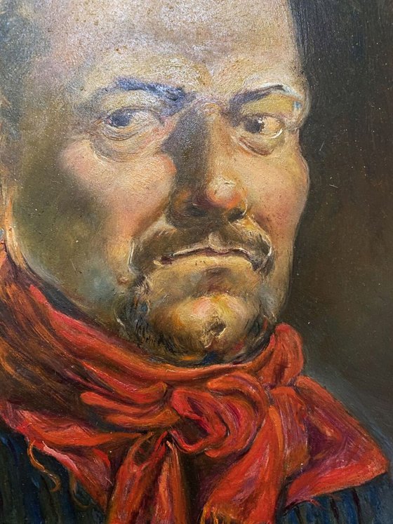 Portrait in a red scarf