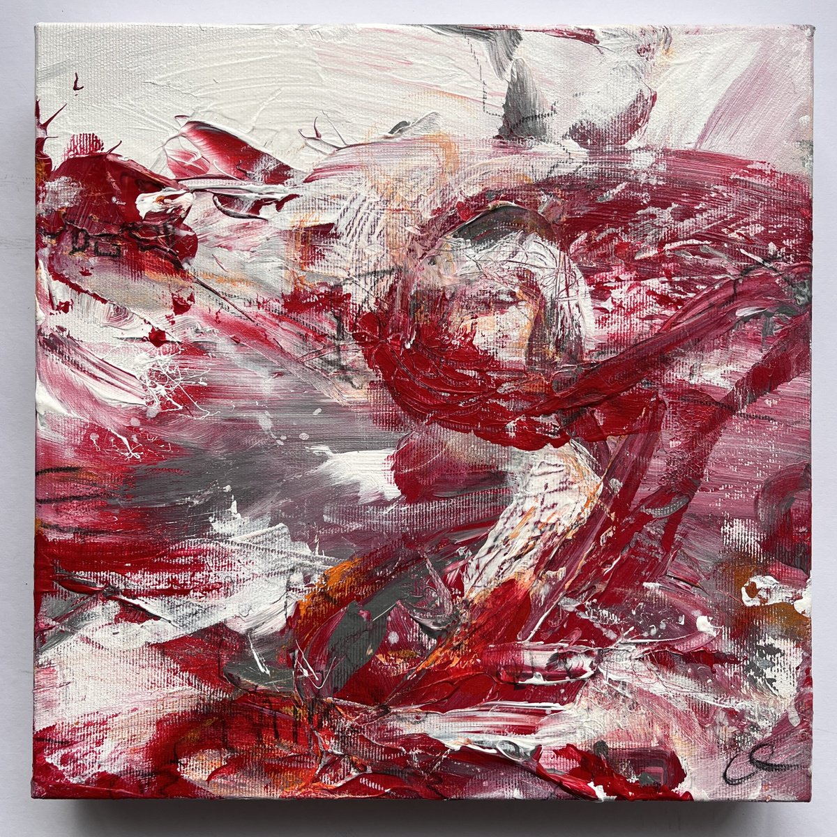 Expressive Abstract Acrylic Painting By Maria Bevilacqua-Fischer, 12 X 12", Love Letter No. 17, Original Artwork