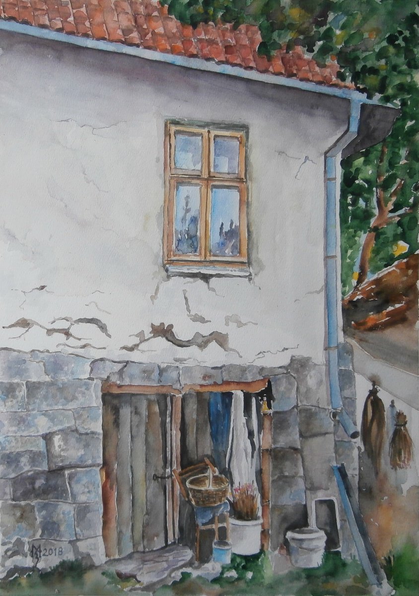 Impressionistic Cityscapes Watercolour By Zoran Mihajlovic Muza, 11 X 16", Old Basement, Original Artwork