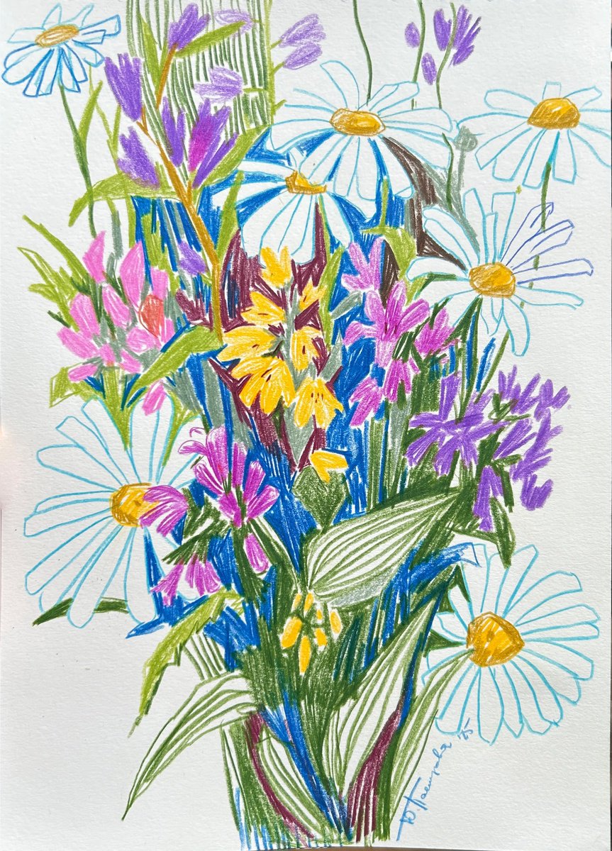 Graphic Botanical Pencil Drawing By Yuliia Pastukhova, 8 X 11", Herbal Bouquet, Original Artwork