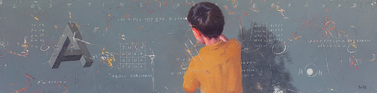 Illustrative Portrait Oil Painting By Tomasa Martin, 39 X 10", Magic Khajuraho, Original Artwork