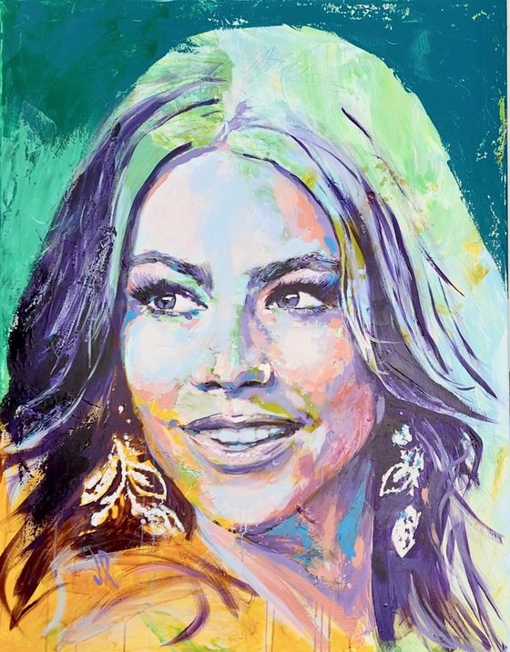 Sofia Vergara Portrait Acrylic on canvas 116x89cm