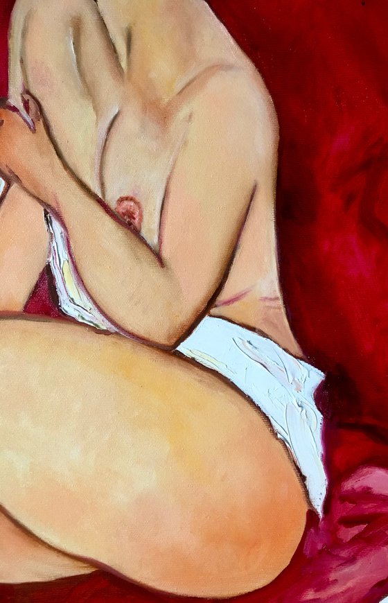 Red Nude #2 Amedeo Modigliani inspired