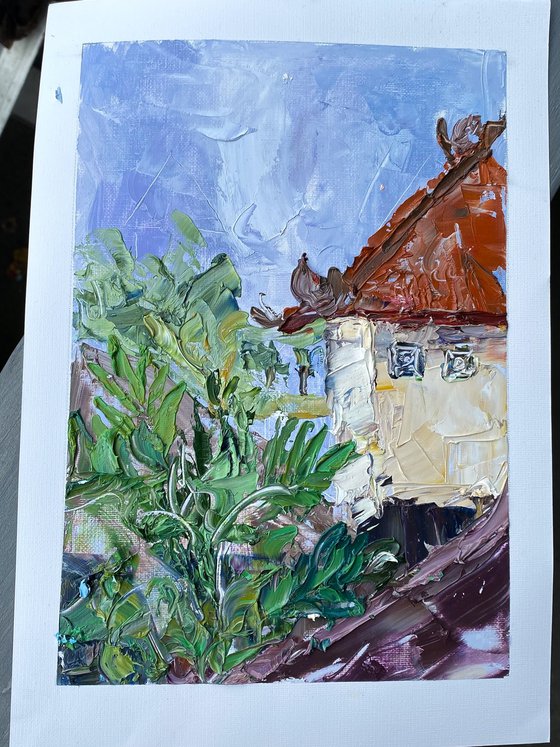 Bali Tropical House Oil Art