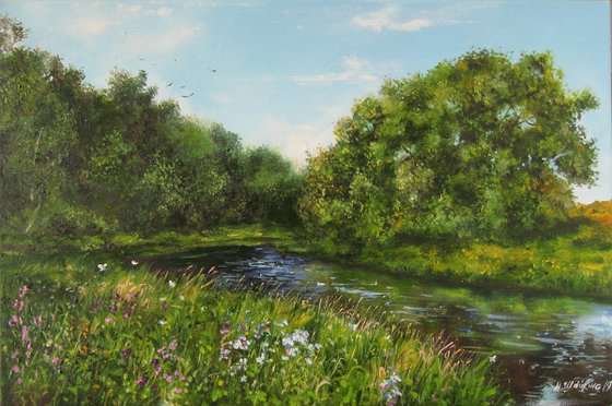 On the river. Sunny Day. Summer landscape