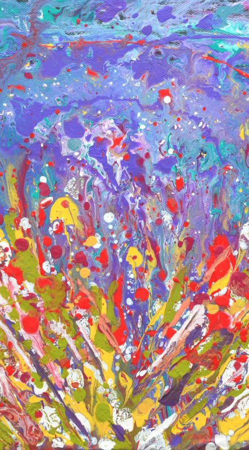 Poppies Abstract Meadow colorful painting on canvas by Manjiri Kanvinde