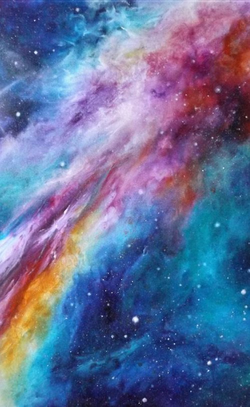 Creation - Finger-painted, Space, Starry Sky, Stars, Nebula by Lisa Price