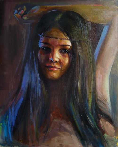 Girl portrait(40x50cm, oil painting, ready to hang) by Kamsar Ohanyan