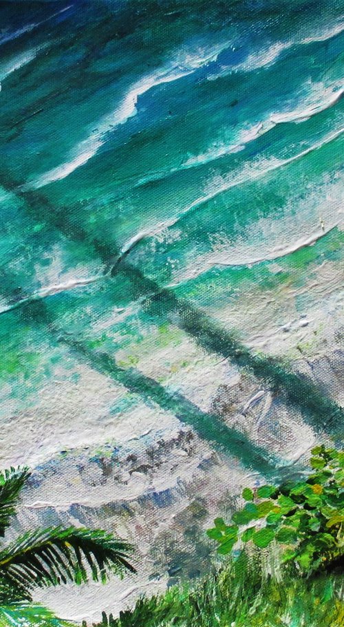 Caribbean Sunrise - ocean painting on unstretched canvas sheet, inspiring, beautiful, by Galina by Galina Victoria