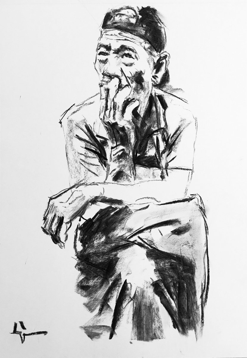 Expressive Charcoal Drawing , The Break By Dominique Deve, 11 X 17, Artwork For Sale On Artfinder