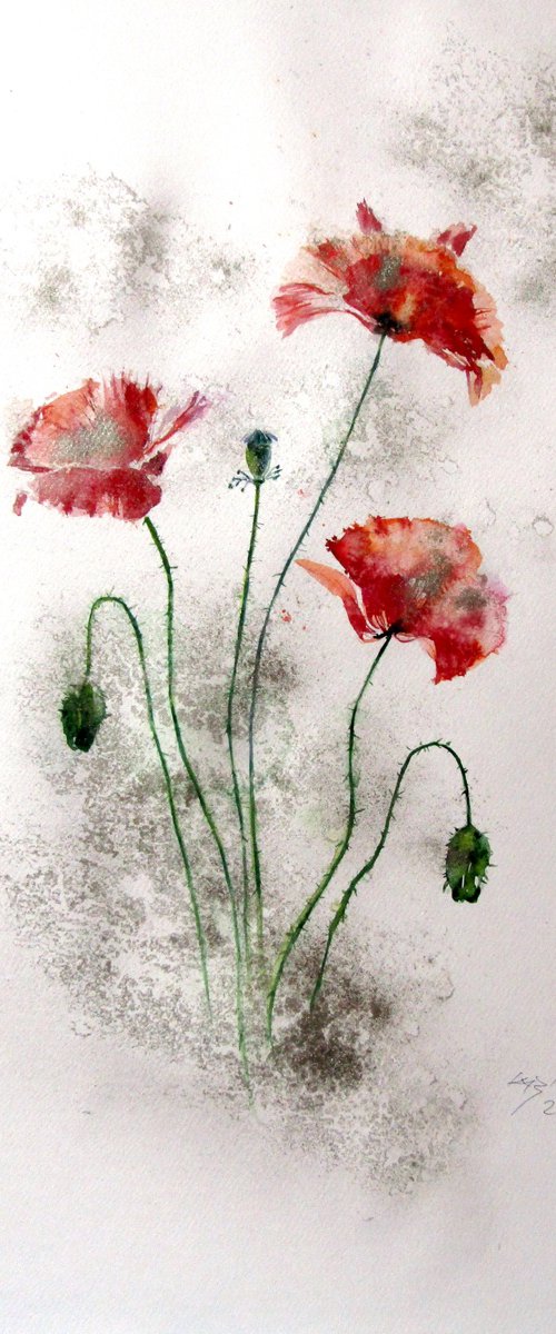 Poppies in silver by Kovács Anna Brigitta