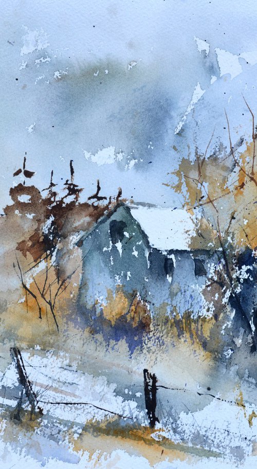 Silent roofs watercolor by Pol Henry Ledent