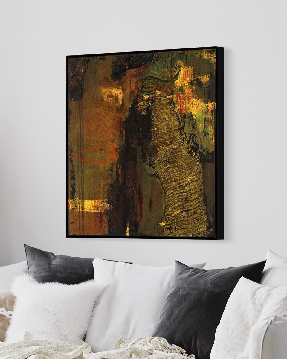 Abstract Acrylic Painting By Bo Kravchenko, 31 X 31, Black Veil Abstract, Framed, Original Artwork