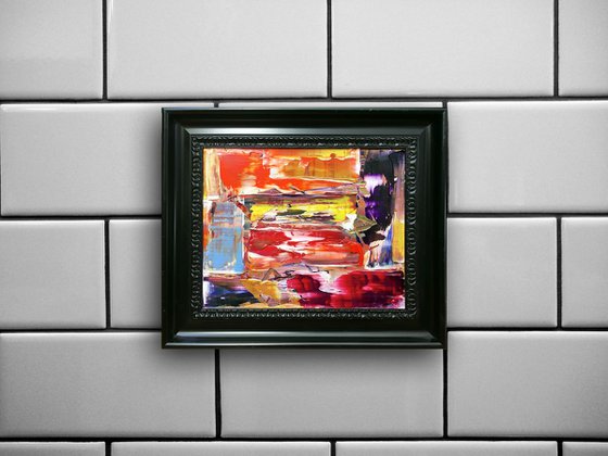 "Hot Mess" - FREE USA SHIPPING - Original PMS Micro Painting On Glass, Framed - 13 x 11.5 inches