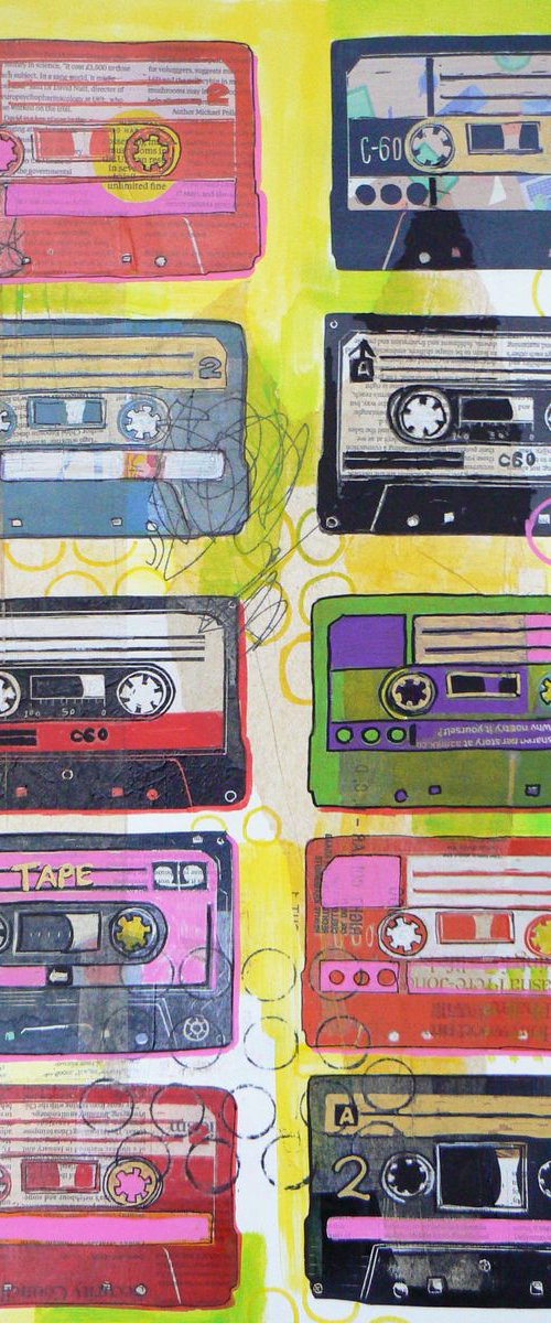 Cassettes (cassette tapes, retro music, 70's, 80's rock culture) by Carolynne Coulson