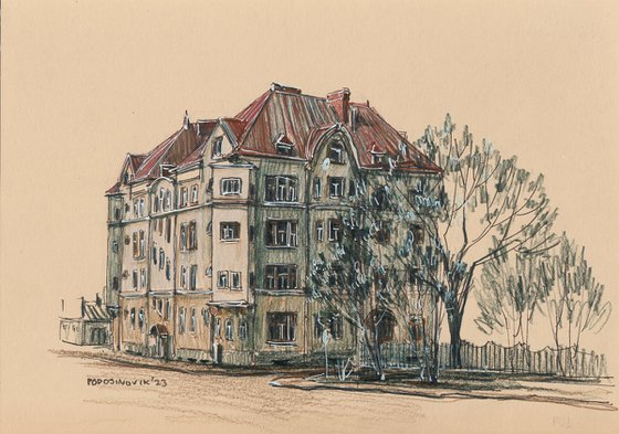 Vyborg street view - early 20th century building
