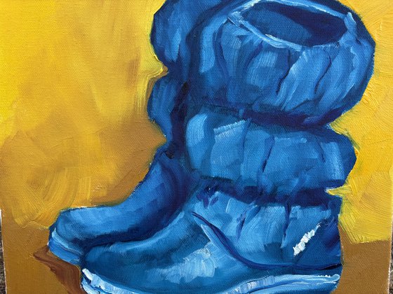 Blue rubber boots